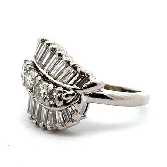 1950'S Platinum Diamond Wave Ring 5