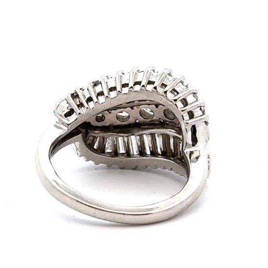 1950'S Platinum Diamond Wave Ring 6