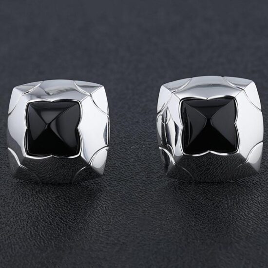 Bulgari Gold Onyx Pyramid Earrings 1