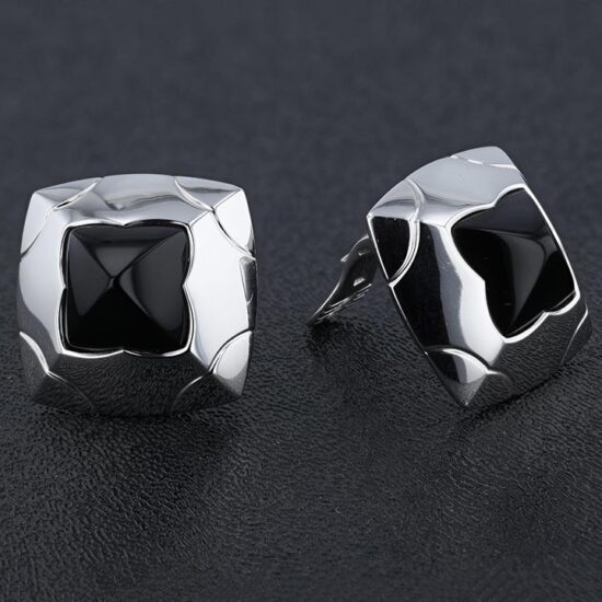 Bulgari Gold Onyx Pyramid Earrings 5