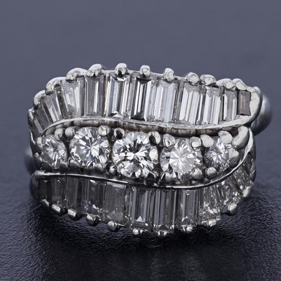 1950'S Platinum Diamond Wave Ring 1