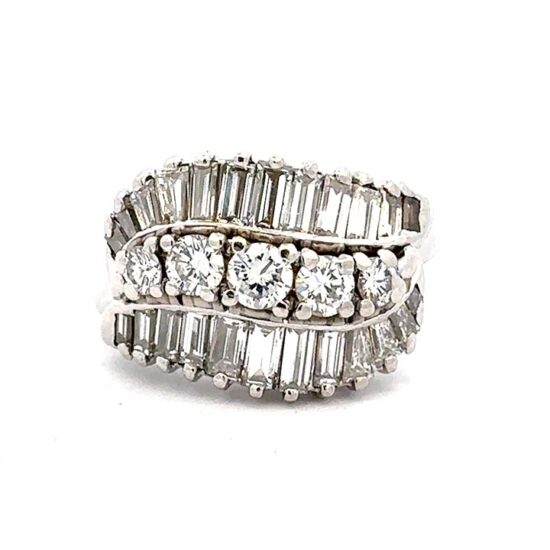 1950'S Platinum Diamond Wave Ring 3