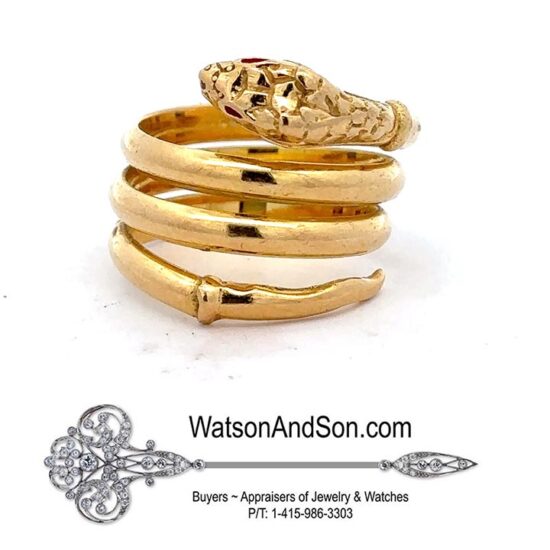 18 Kt Yellow Gold Snake Ring 1