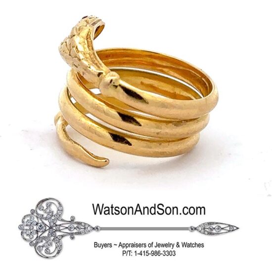 18 Kt Yellow Gold Snake Ring 4