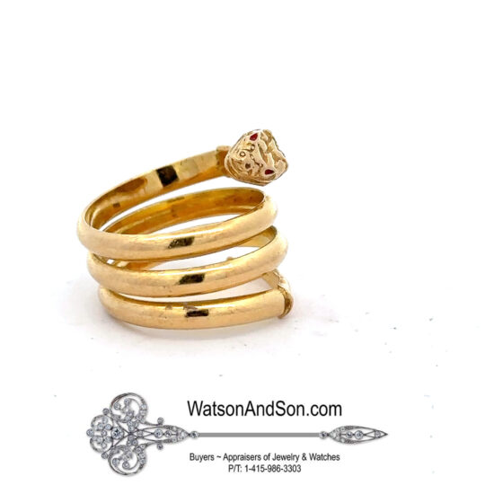 18 Kt Yellow Gold Snake Ring 3