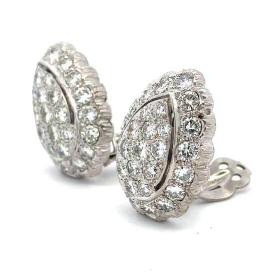 Pears shaped pave diamond clip earrings 2