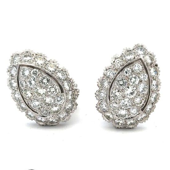 Pears shaped pave diamond clip earrings 1