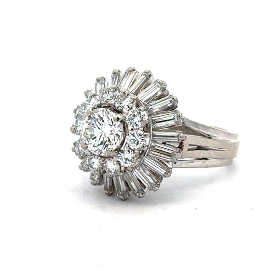 Ballerina natural diamond cluster ring in platinum - Image 2