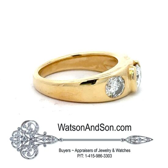 3 stone diamond ring in 18 kt yellow gold - Image 2