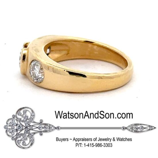 3 stone diamond ring in 18 kt yellow gold - Image 3