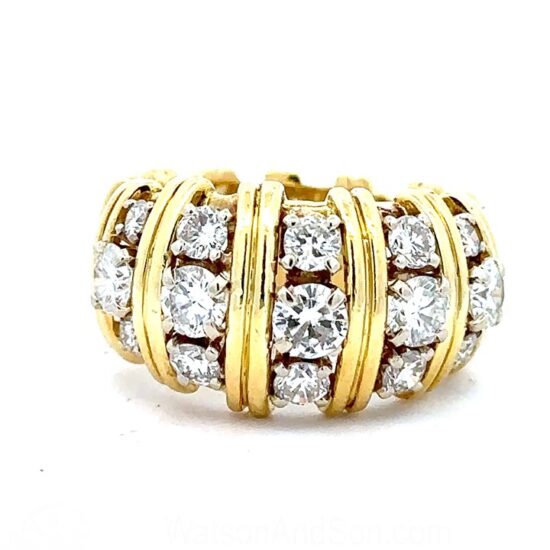 Diamond dome ring in yellow gold