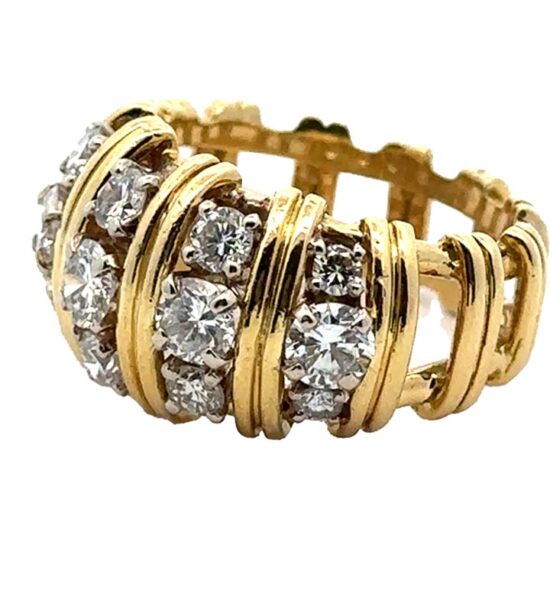 Diamond dome ring in yellow gold - Image 2