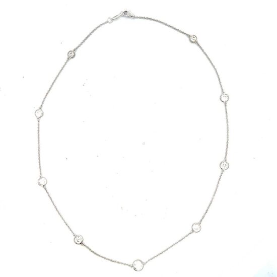 European cut diamonds by the yard station necklace in white gold 1