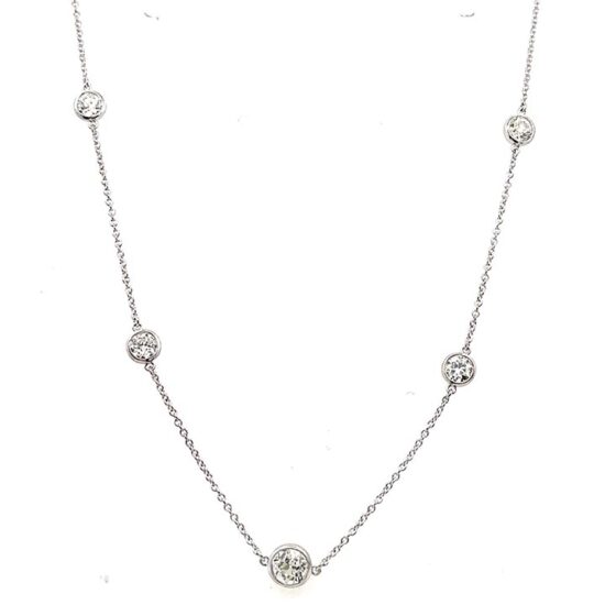 European cut diamonds by the yard station necklace in white gold 3