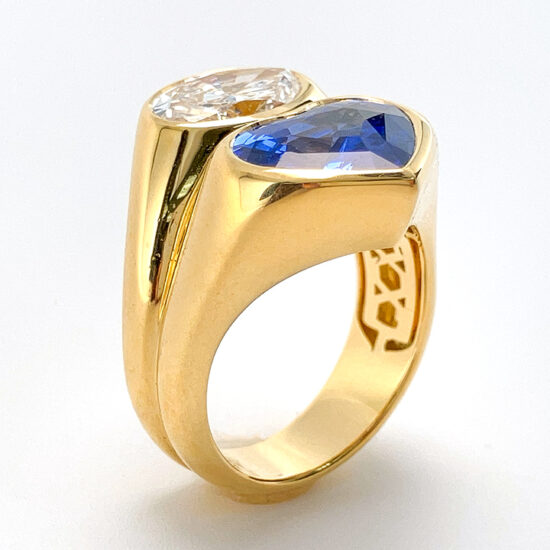 Sapphire and diamond par dessus sous ring - Image 8