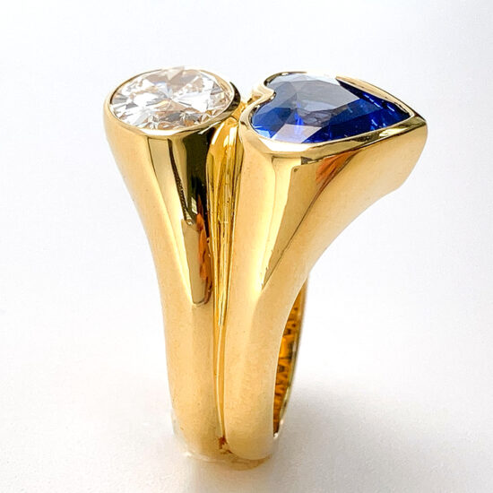 Sapphire and diamond par dessus sous ring - Image 6