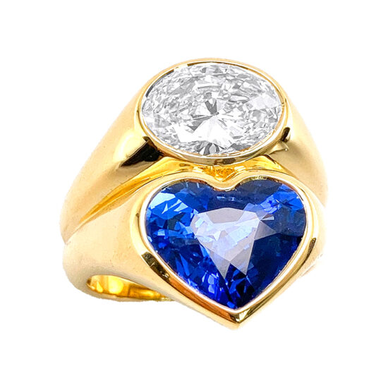 Sapphire and diamond par dessus sous ring - Image 2