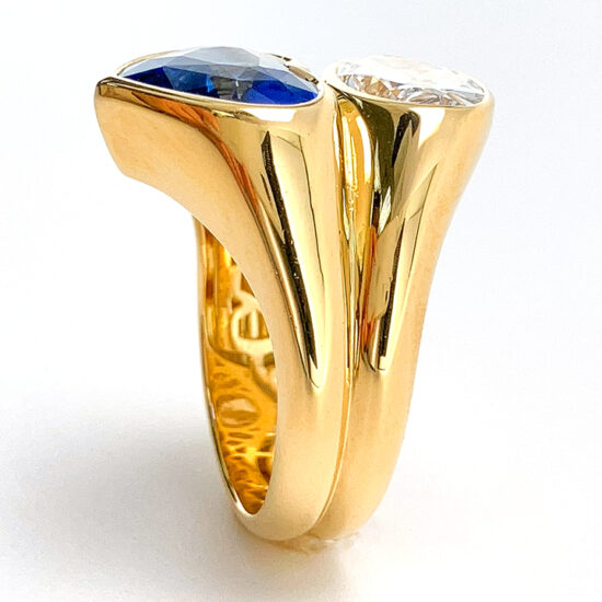 Sapphire and diamond par dessus sous ring - Image 3