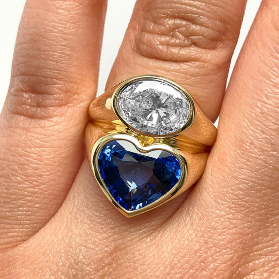 Sapphire and diamond par dessus sous ring - Image 10