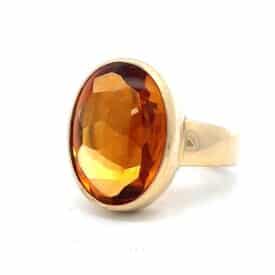 Gump'S 18 Kt Yellow Gold Cabochon Citrine Ring