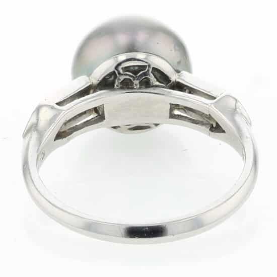 Natural Black Pearl And Diamond Solitaire Ring - Image 5