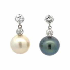 Black And White Pearl And Diamond Drop Earrings