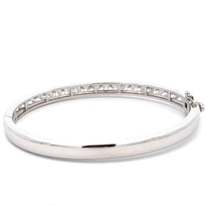 White Gold Natural Diamond Hinged Bangle Bracelet 3 White Gold Natural Diamond Hinged Bangle Bracelet - Image 3