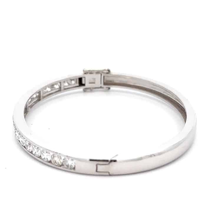 White Gold Natural Diamond Hinged Bangle Bracelet 4 White Gold Natural Diamond Hinged Bangle Bracelet - Image 4