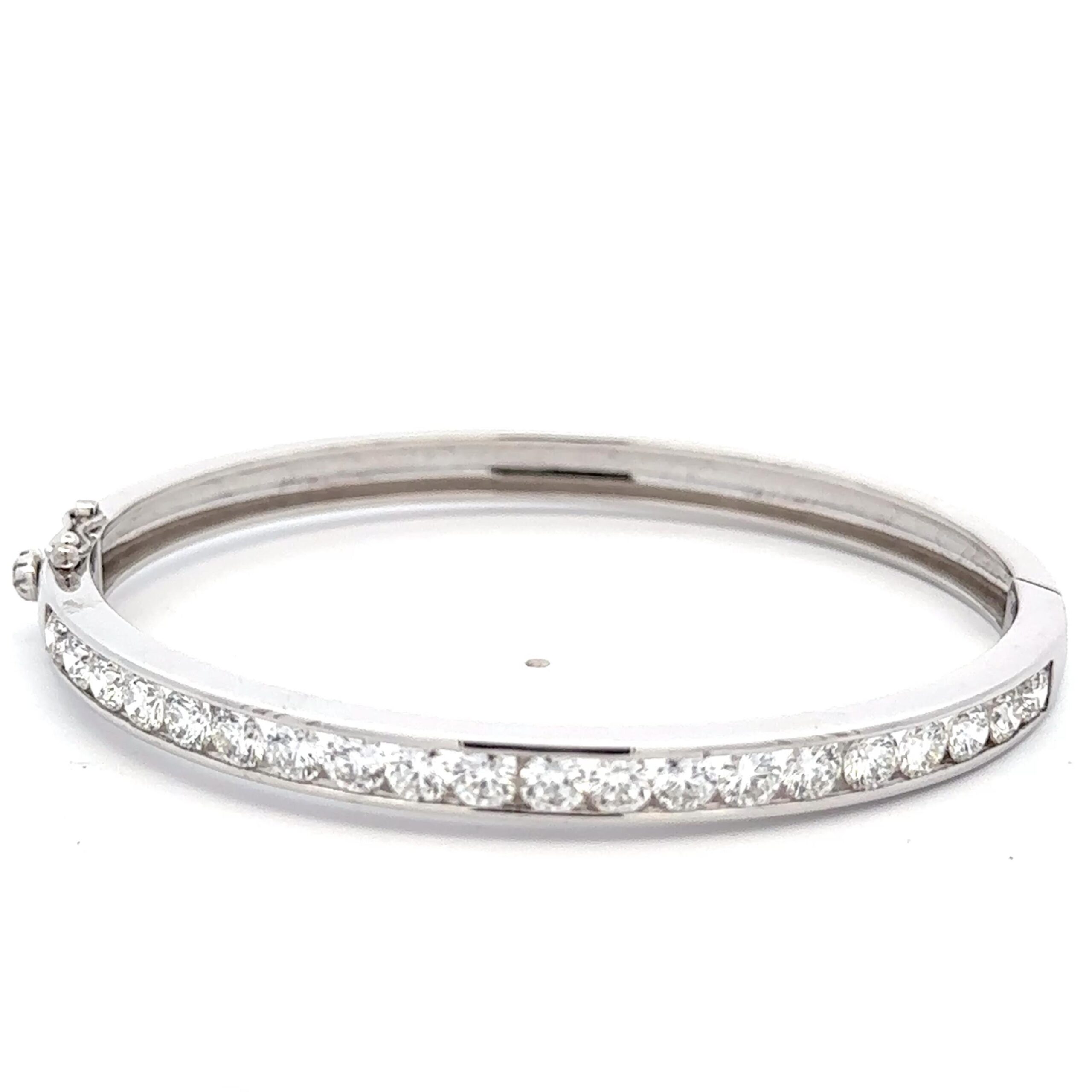 White Gold Natural Diamond Hinged Bangle Bracelet 1 White Gold Natural Diamond Hinged Bangle Bracelet