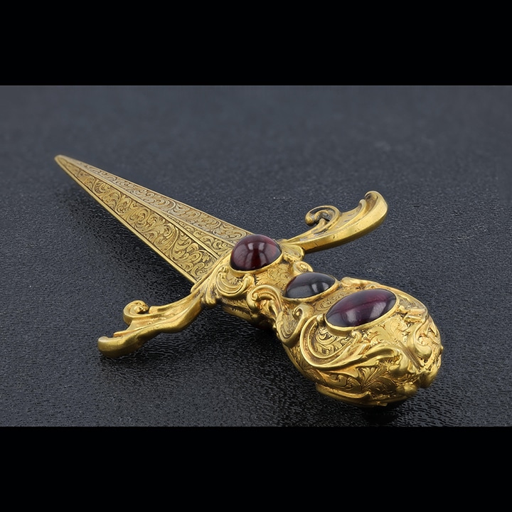 Victorian Gold Letter Opener With Blood Red Garnet Handle 4 Victorian Gold Letter Opener With Blood Red Garnet Handle - Image 4