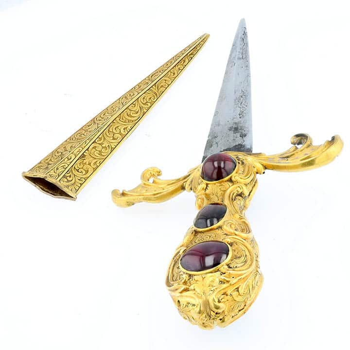 Victorian Gold Letter Opener With Blood Red Garnet Handle 2 Victorian Gold Letter Opener With Blood Red Garnet Handle - Image 2