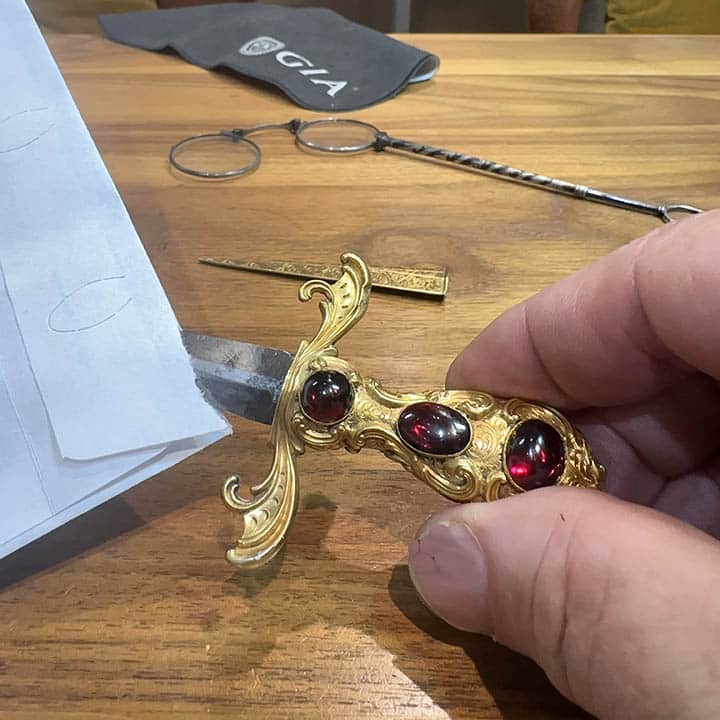 Victorian Gold Letter Opener With Blood Red Garnet Handle 7 Victorian Gold Letter Opener With Blood Red Garnet Handle - Image 7