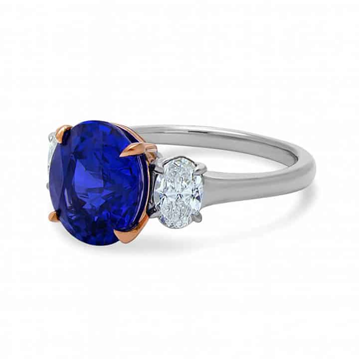Sapphire And Diamond 3 Stone Ring Classic With A Twist 3 Sapphire And Diamond 3 Stone Ring Classic With A Twist - Image 3
