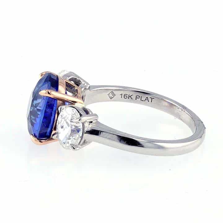 Sapphire And Diamond 3 Stone Ring Classic With A Twist 6 Sapphire And Diamond 3 Stone Ring Classic With A Twist - Image 6