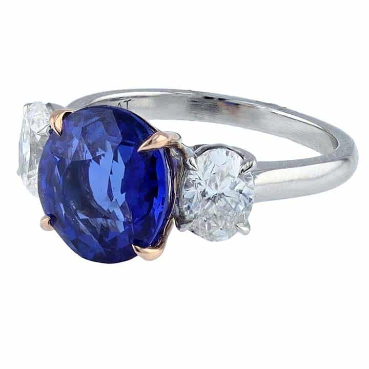 Sapphire And Diamond 3 Stone Ring Classic With A Twist 5 Sapphire And Diamond 3 Stone Ring Classic With A Twist - Image 5