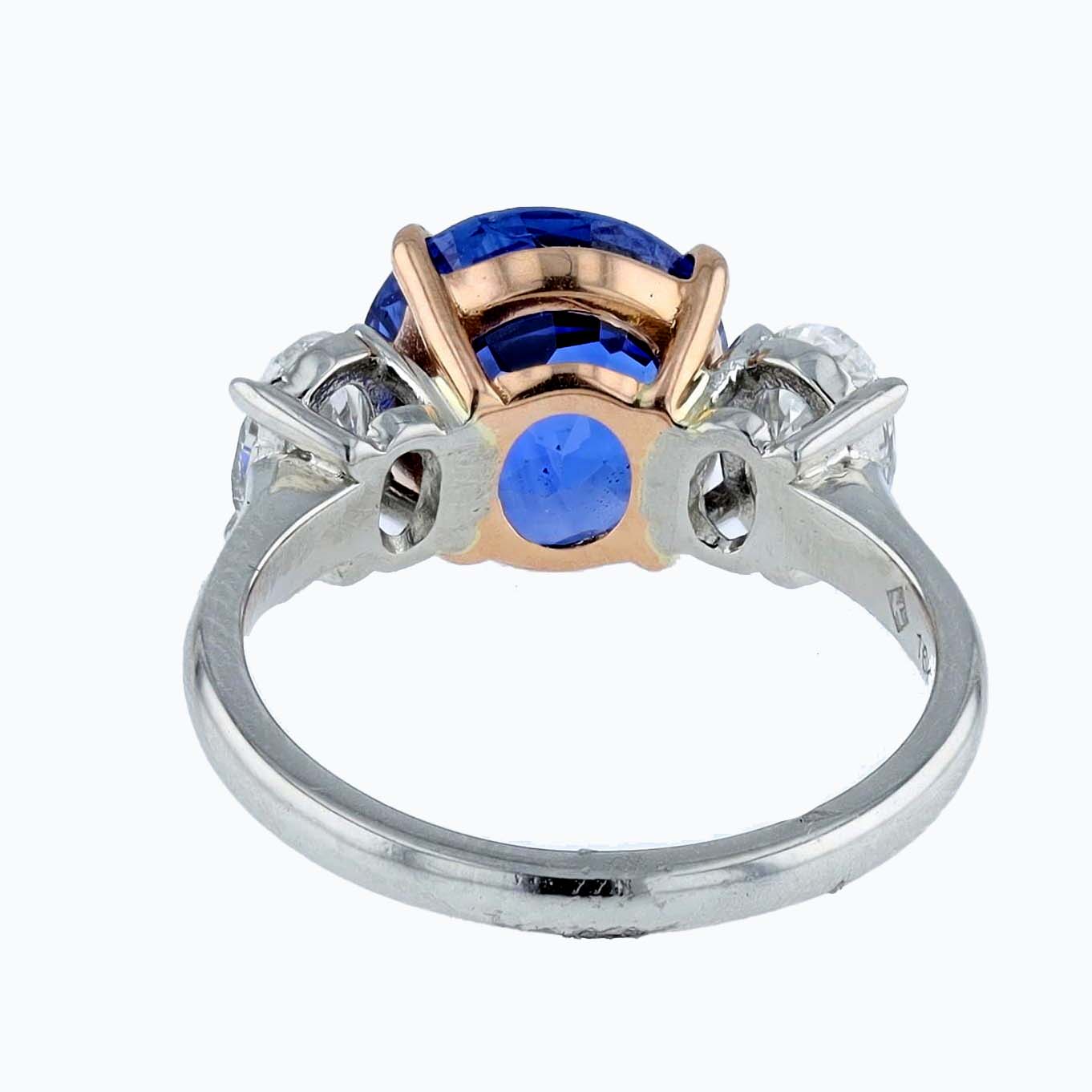 Sapphire And Diamond 3 Stone Ring Classic With A Twist 4 Sapphire And Diamond 3 Stone Ring Classic With A Twist - Image 4