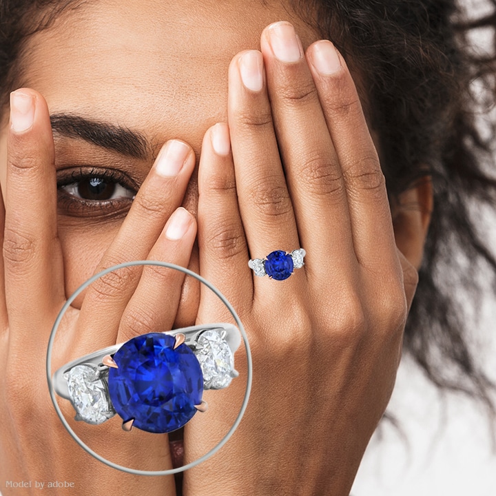 Sapphire And Diamond 3 Stone Ring Classic With A Twist 7 Sapphire And Diamond 3 Stone Ring Classic With A Twist - Image 7