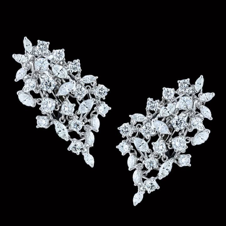 Diamond Veil” Flexible Earrings – 5 Carats Of Swoosh In 18K White Gold 1 Diamond Veil” Flexible Earrings – 5 Carats Of Swoosh In 18K White Gold