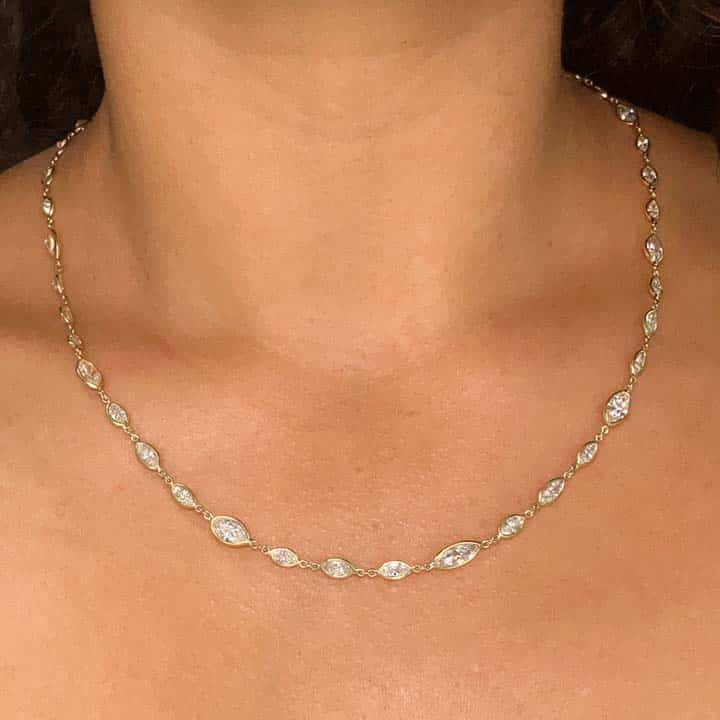 Floating Marquise Diamond Riviera Necklace – 11.29 Carats Of Flirtation In 18K Gold 1 Floating Marquise Diamond Riviera Necklace – 11.29 Carats Of Flirtation In 18K Gold