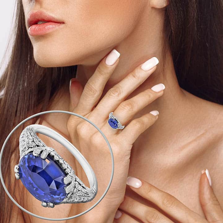 Edwardian-Style East–West Sapphire &Amp; Diamond Filigree Ring 3 Edwardian-Style East–West Sapphire &Amp; Diamond Filigree Ring - Image 3