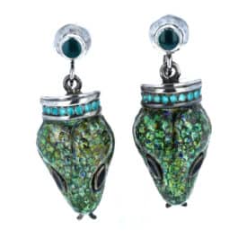 margo de taxco enameled silver snakedrop earrings