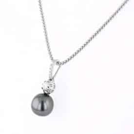 Flirty Peacock-Hued Tahitian Pearl Pendant In 14K White Gold, Topped With Sparkling Diamonds And A Classic 16&Quot; Cable Chain—An Easy Everyday Luxe Favorite.