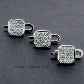 18K White Gold Pave Diamond Tuxedo Dress Studs