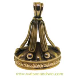 Victorian 14K Yellow &Amp; Rose Gold Watch Fob Seal Pendant — Foliate Engraving, Fluted Drops &Amp; Granulated Detail (Monogrammed Ccb)