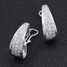 Retro 1970S 14K Gold Pavé Diamond Half-Hoop Earrings | Satin Finish Statement Earrings