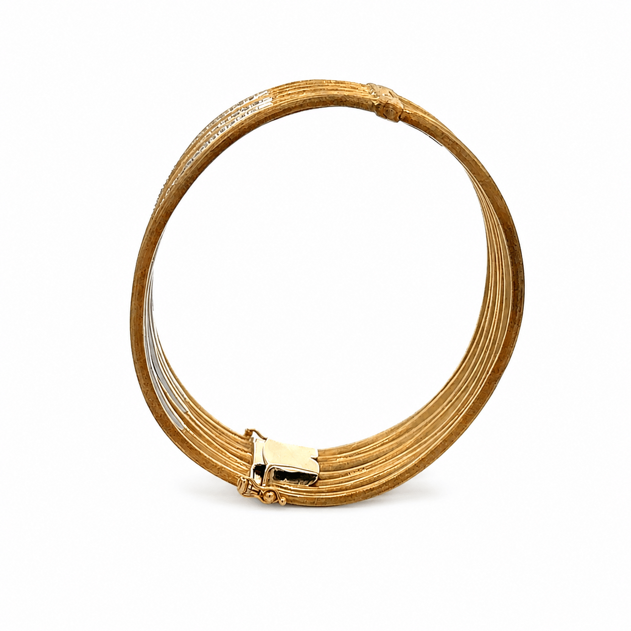18K Yellow Gold Multi-Strand Diamond Hinged Cuff Bangle Bracelet 3 18K Yellow Gold Multi-Strand Diamond Hinged Cuff Bangle Bracelet - Image 3