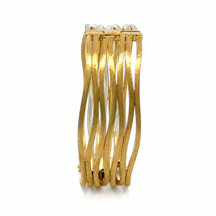 18K Yellow Gold Multi-Strand Diamond Hinged Cuff Bangle Bracelet 5 18K Yellow Gold Multi-Strand Diamond Hinged Cuff Bangle Bracelet - Image 5
