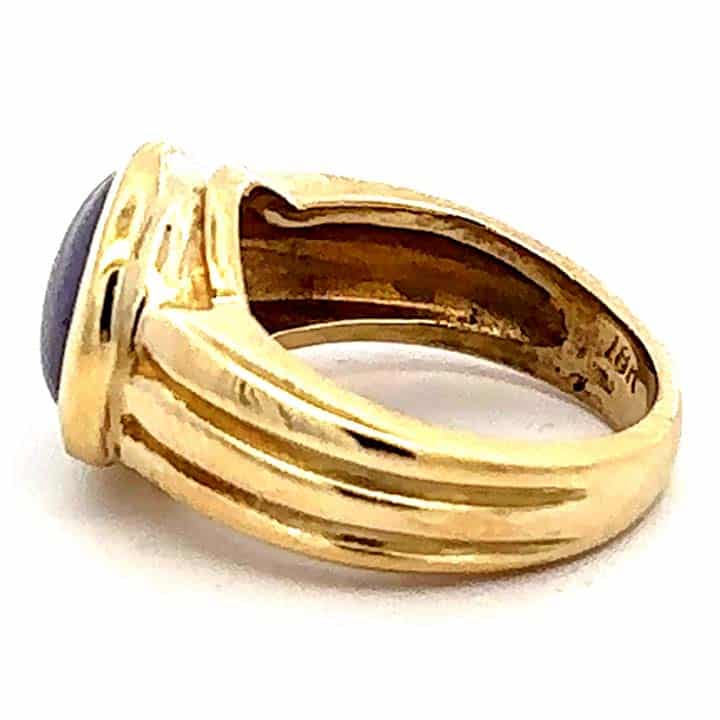 Vintage 1980S 18K Yellow Gold Natural Lavender Jadeite Cabochon Ring – East-West Bezel Setting 4 Vintage 1980S 18K Yellow Gold Natural Lavender Jadeite Cabochon Ring – East-West Bezel Setting - Image 4