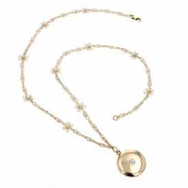 Victorian 14K Rose &Amp; Yellow Gold Old Mine Diamond Locket Necklace, Circa 1880S