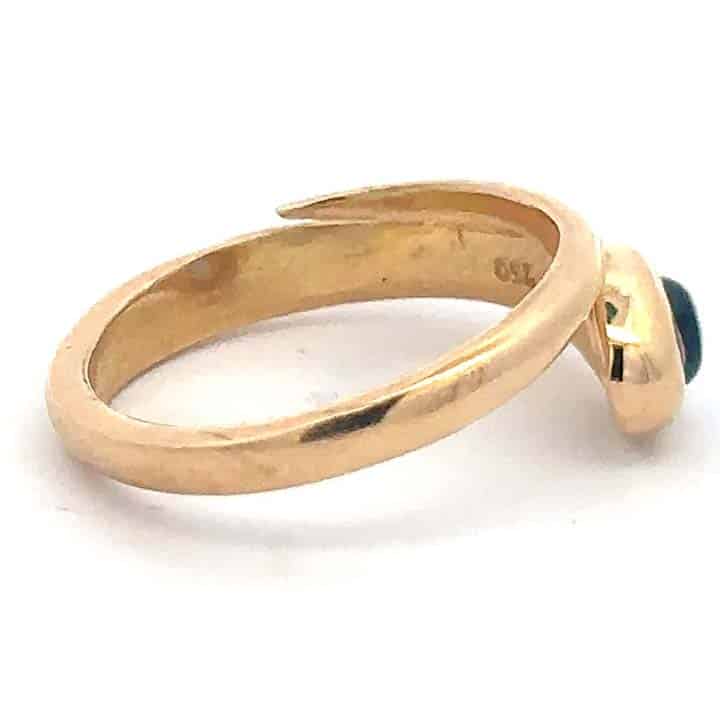 Victorian-Inspired 18K Yellow Gold Cabochon Blue Sapphire Snake Ring — “Sydney The Snake” 2 Victorian-Inspired 18K Yellow Gold Cabochon Blue Sapphire Snake Ring — “Sydney The Snake” - Image 2